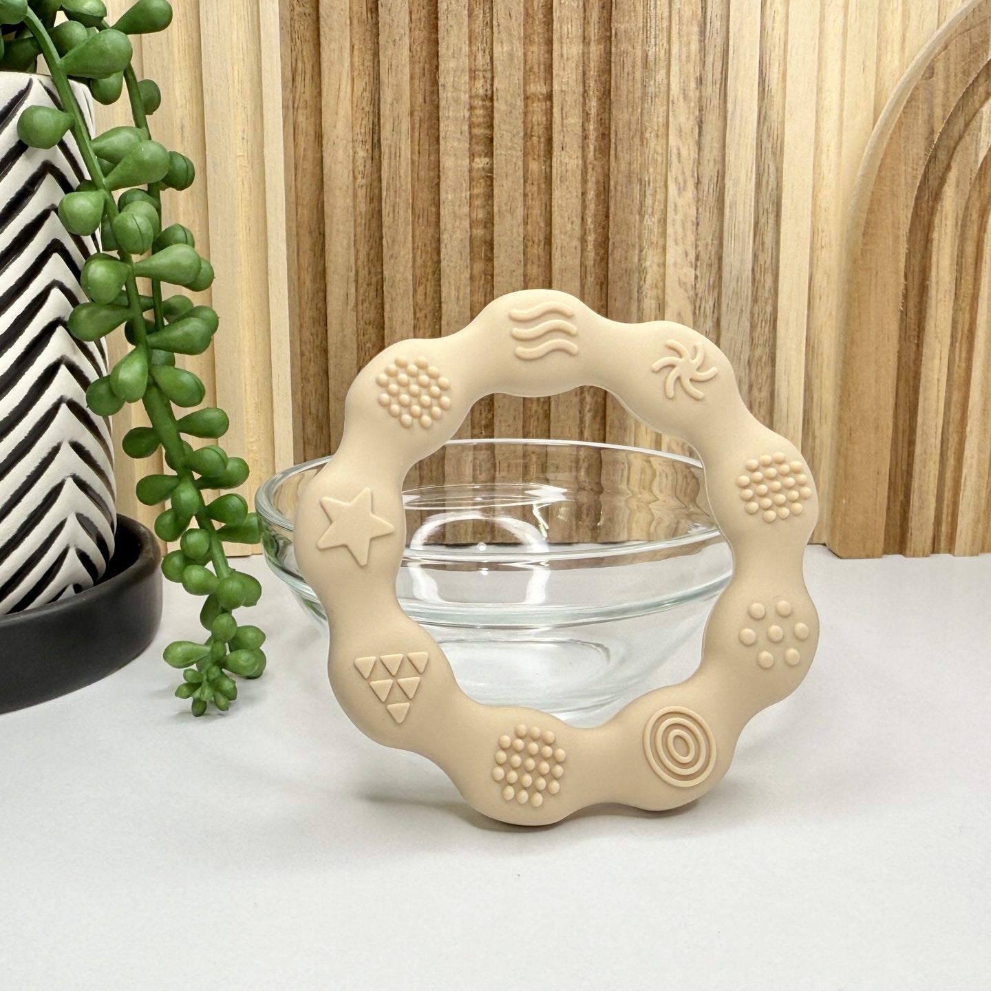 Beige Textured Teether Ring
